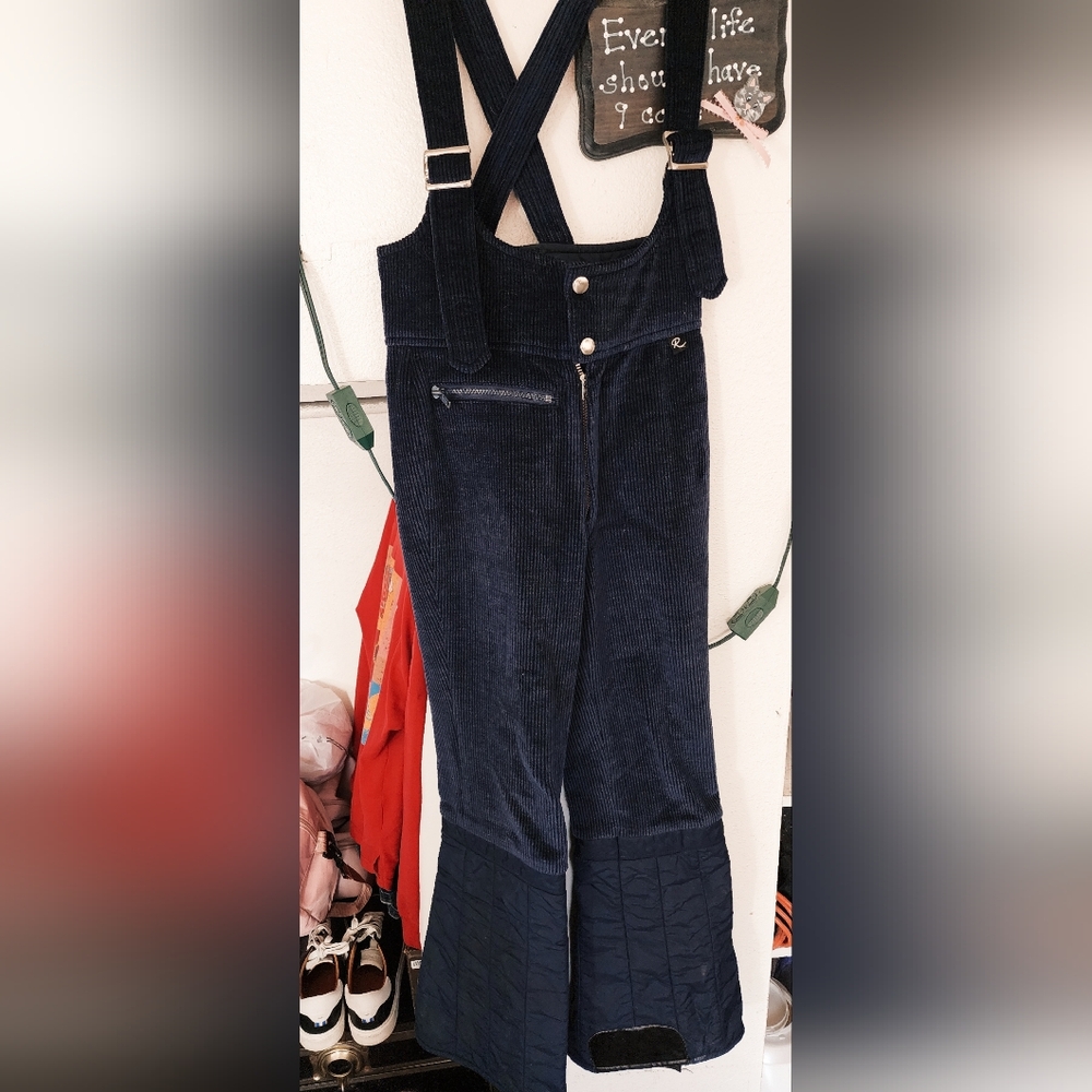 "RAFFE SKIWEAR" WOMEN'S 80'S/90'S SKI PANTS - NAVY CORDUROY